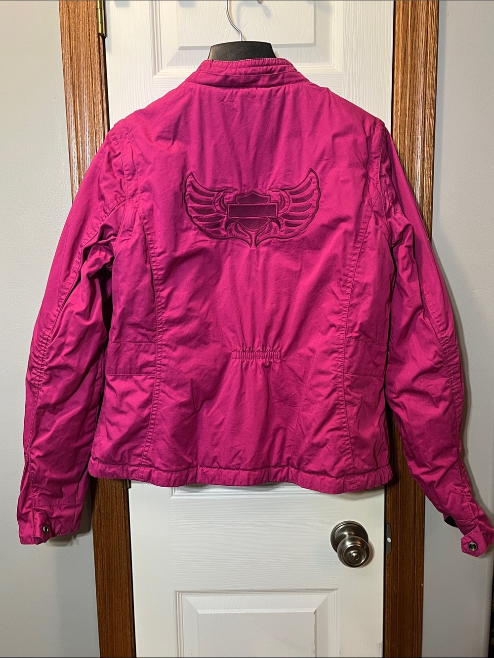 HARLEY DAVIDSON Black & Pink Reversible Med Weight Coat &/or Vest Women’s Large - Picture 16 of 16